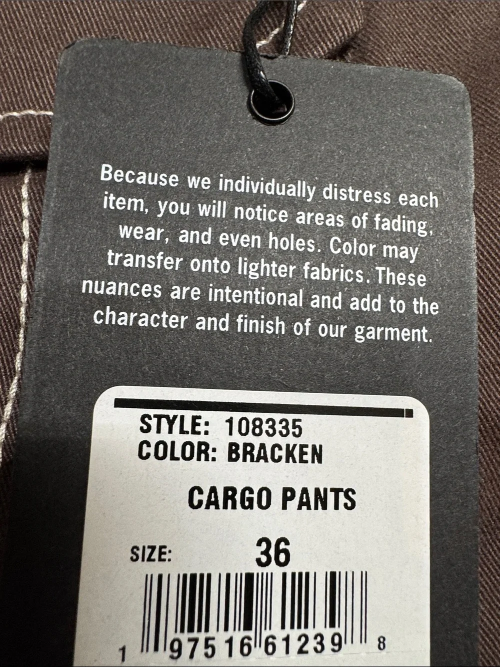 True Religion Brown Men's Cargo Pants with Contrast Stitching
